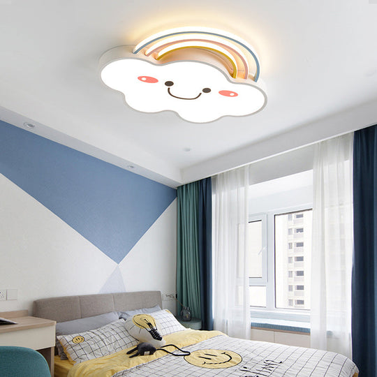 Rainbow Cloud LED Flush Mount for Kids Bedroom | Simple Acrylic Light Fixture