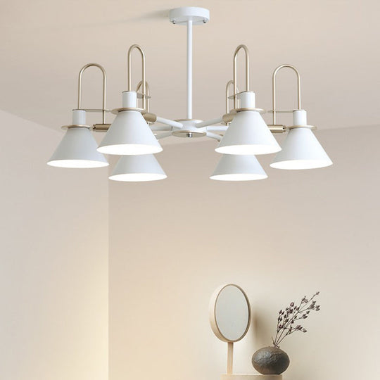 Modern Trump Metal Chandelier With Radial Design - Stylish Pendant Light For Bedrooms 6 / White