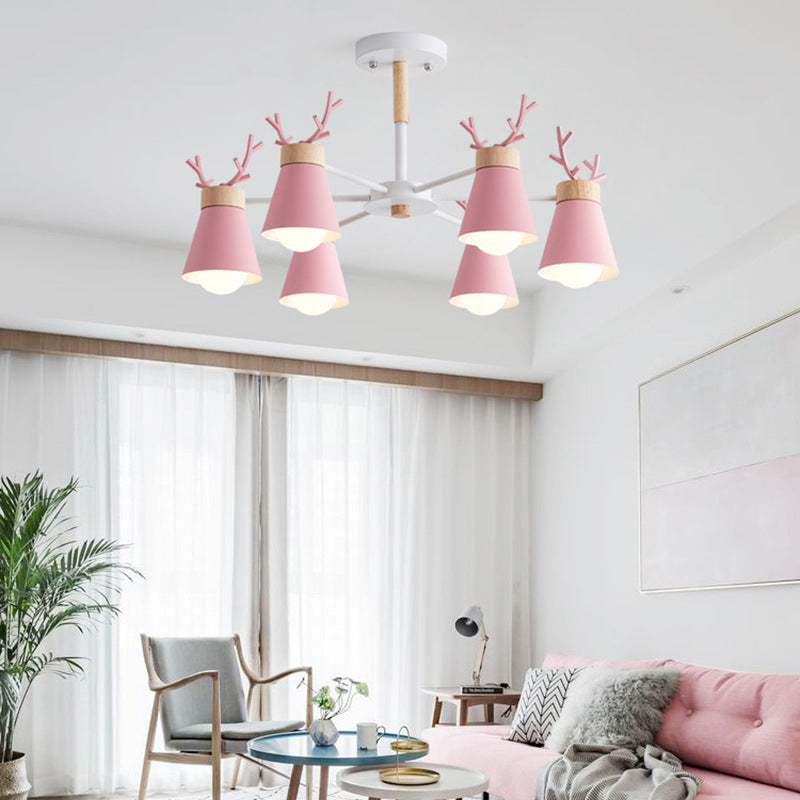 Modern Metal Ceiling Lamp with Antler Design - Barrel Semi Flush Light for Living Room