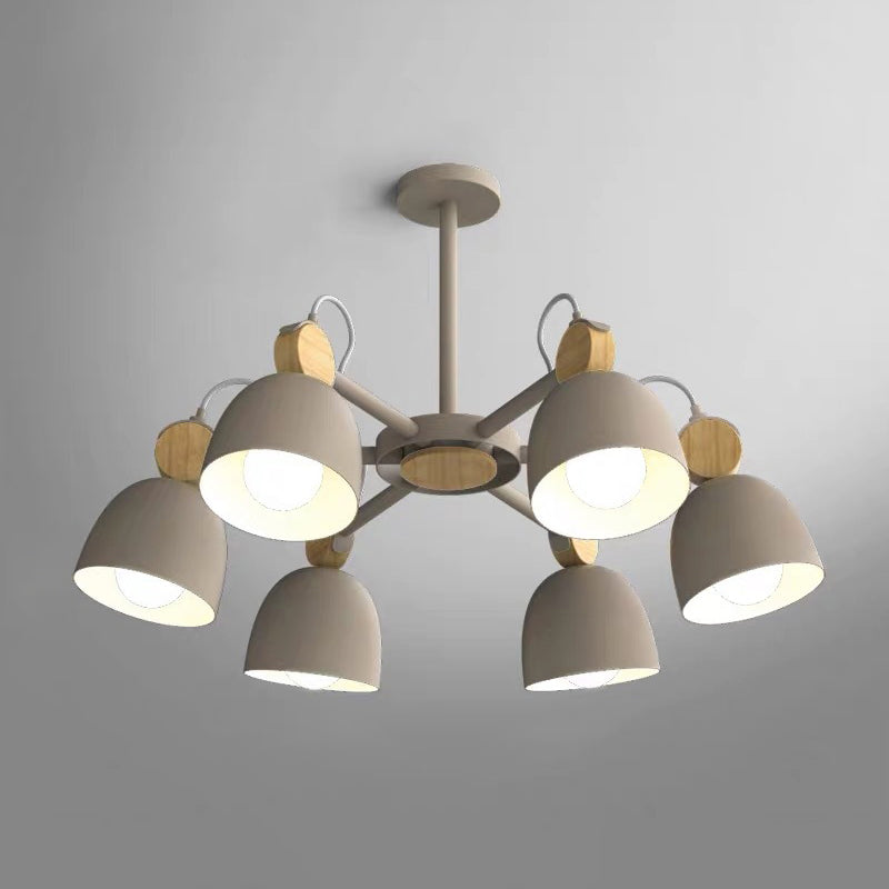 Semi Flush Dome Light with Adjustable Wood Joint for Modern Close-to-Ceiling Lighting