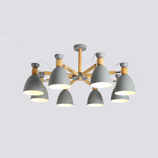 Contemporary Metal Flared Semi-Flush Mount Ceiling Light with Wood Arm - Ideal for Living Room