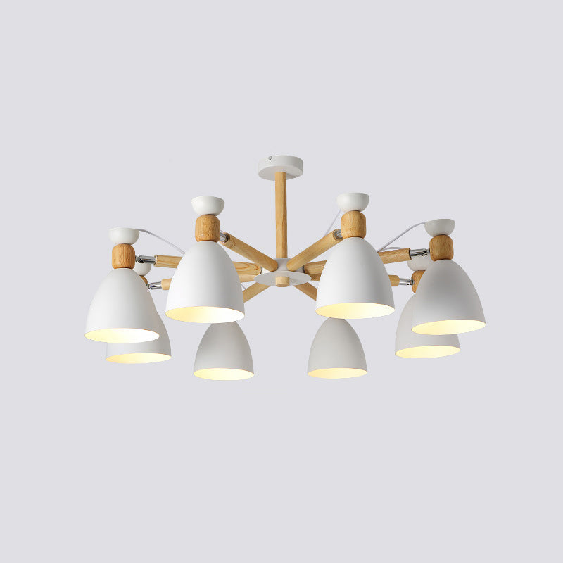 Contemporary Metal Flared Semi-Flush Mount Ceiling Light with Wood Arm - Ideal for Living Room