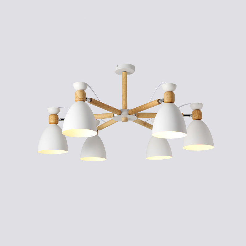 Contemporary Metal Flared Semi-Flush Mount Ceiling Light with Wood Arm - Ideal for Living Room