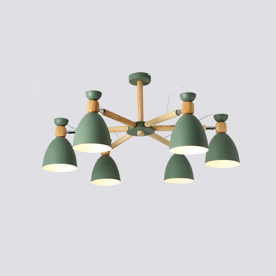 Contemporary Metal Flared Semi-Flush Mount Ceiling Light with Wood Arm - Ideal for Living Room