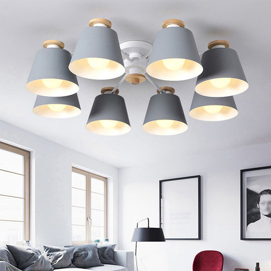 Semi Flush Mount Light Fixture: Modern Metal & Wood Ceiling Lighting for Living Room