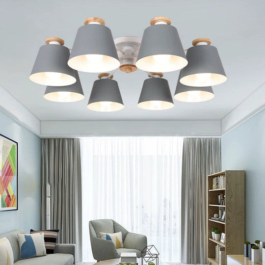 Semi Flush Mount Light Fixture: Modern Metal & Wood Ceiling Lighting for Living Room