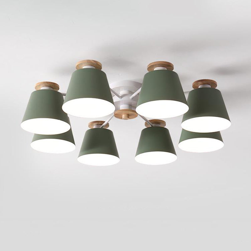 Semi Flush Mount Light Fixture: Modern Metal & Wood Ceiling Lighting for Living Room