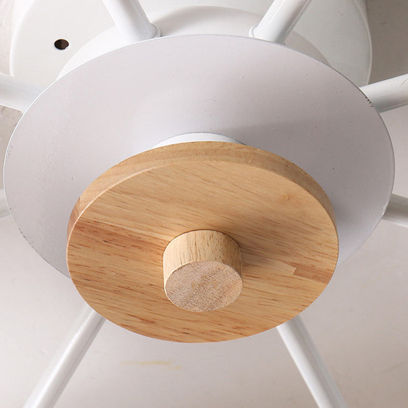 Semi Flush Mount Light Fixture: Modern Metal & Wood Ceiling Lighting for Living Room