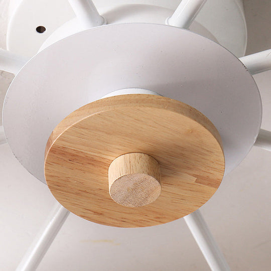 Semi Flush Mount Light Fixture: Modern Metal & Wood Ceiling Lighting For Living Room