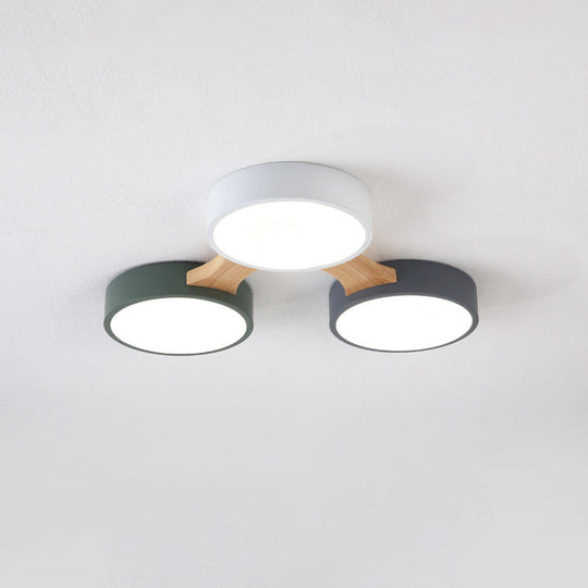 Minimal Acrylic Led Flush Mount Ceiling Light With Wood Arm 3 /