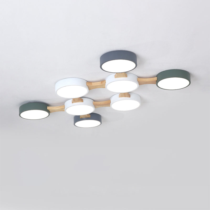 Minimal Acrylic Led Flush Mount Ceiling Light With Wood Arm 8 /