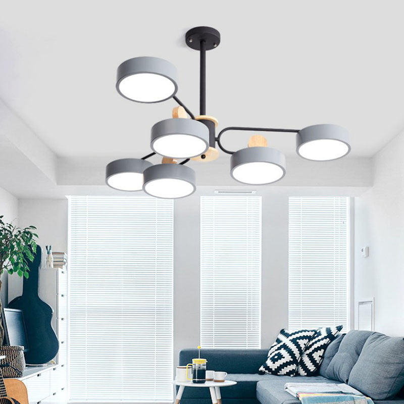 Modern Starburst Chandelier - Simplistic Metal Ceiling Lamp with Acrylic Shade for Living Room