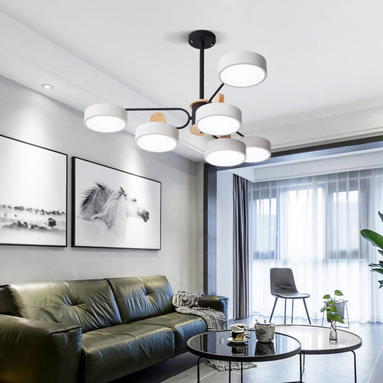 Modern Starburst Chandelier - Simplistic Metal Ceiling Lamp with Acrylic Shade for Living Room