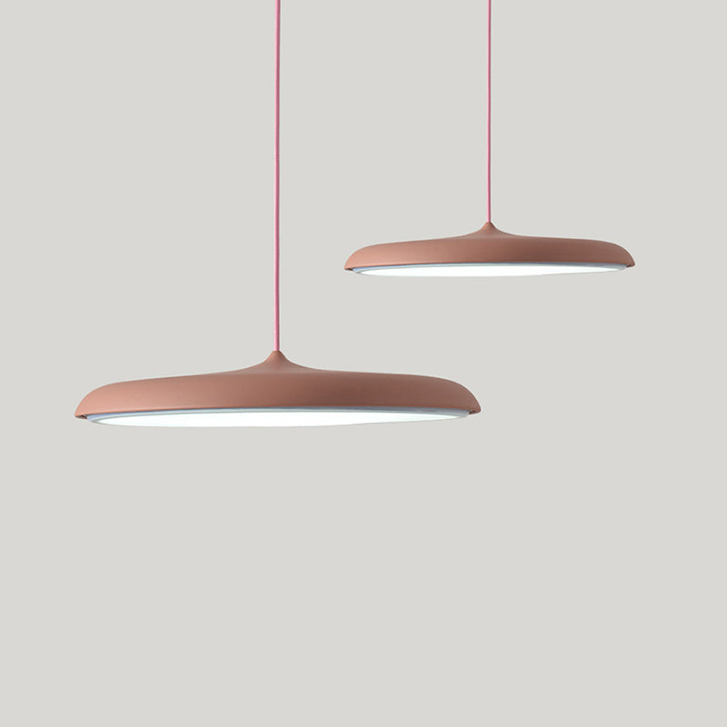 Contemporary LED Dining Room Pendant Light: Saucer Metal Suspension Lighting