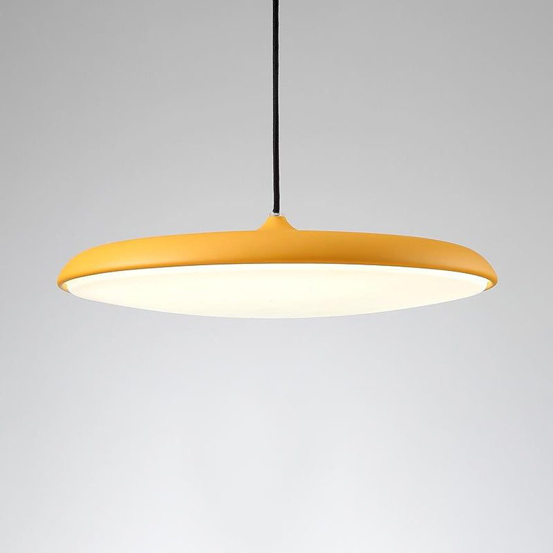 Modern Metal Pendulum Saucer Light Fixture With 1 Bulb For Dining Room Yellow / Small