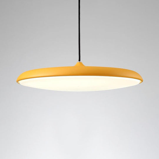 Modern Metal Pendulum Saucer Light Fixture With 1 Bulb For Dining Room Yellow / Small