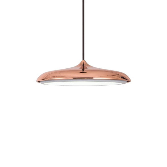 Modern Metal Pendulum Saucer Light Fixture With 1 Bulb For Dining Room Rose Gold / Small