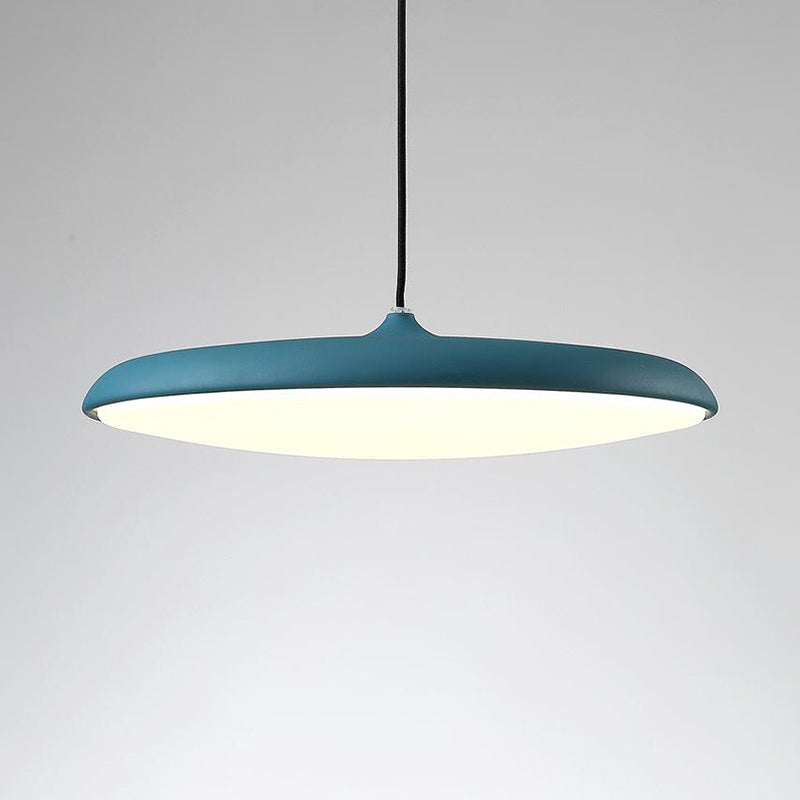 Modern Metal Pendulum Saucer Light Fixture With 1 Bulb For Dining Room Blue / Small