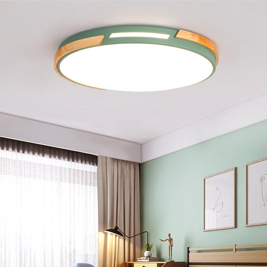 Nordic Style LED Ceiling Light Fixture, Acrylic Gray/Green Flush Mount for Living Room and Bedroom - 12"/16"/19.5" W