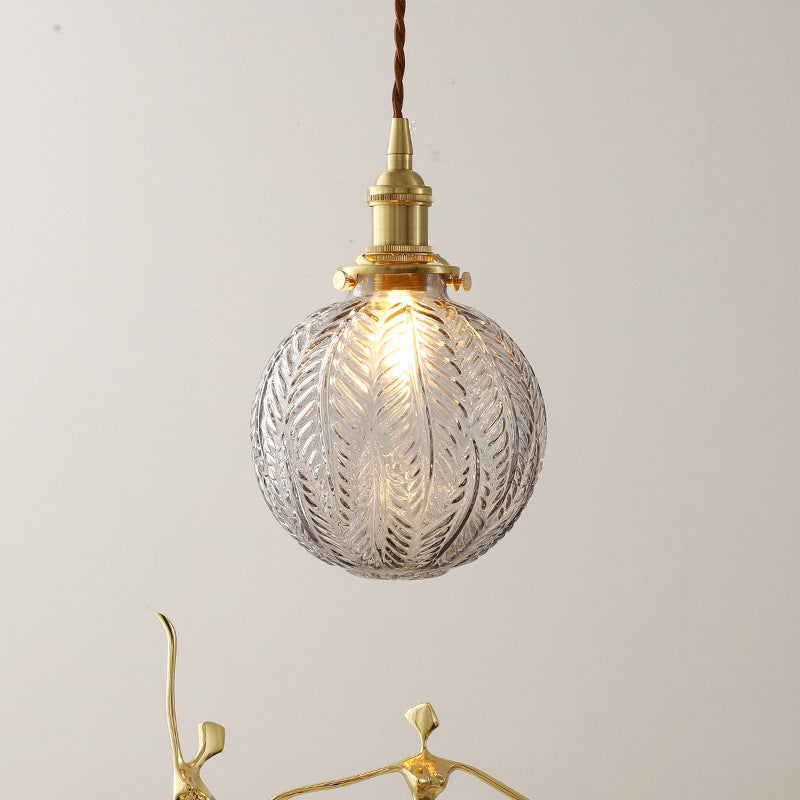 Brass Finish Clear Glass Pendant Light Kit - Modern Spherical Design, Ideal for Warehouse Décor