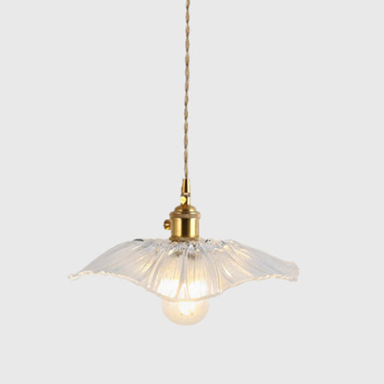 Textured Glass Pendant Lighting: Blossom Industrial 1-Light Ceiling Fixture In Brass - Perfect For