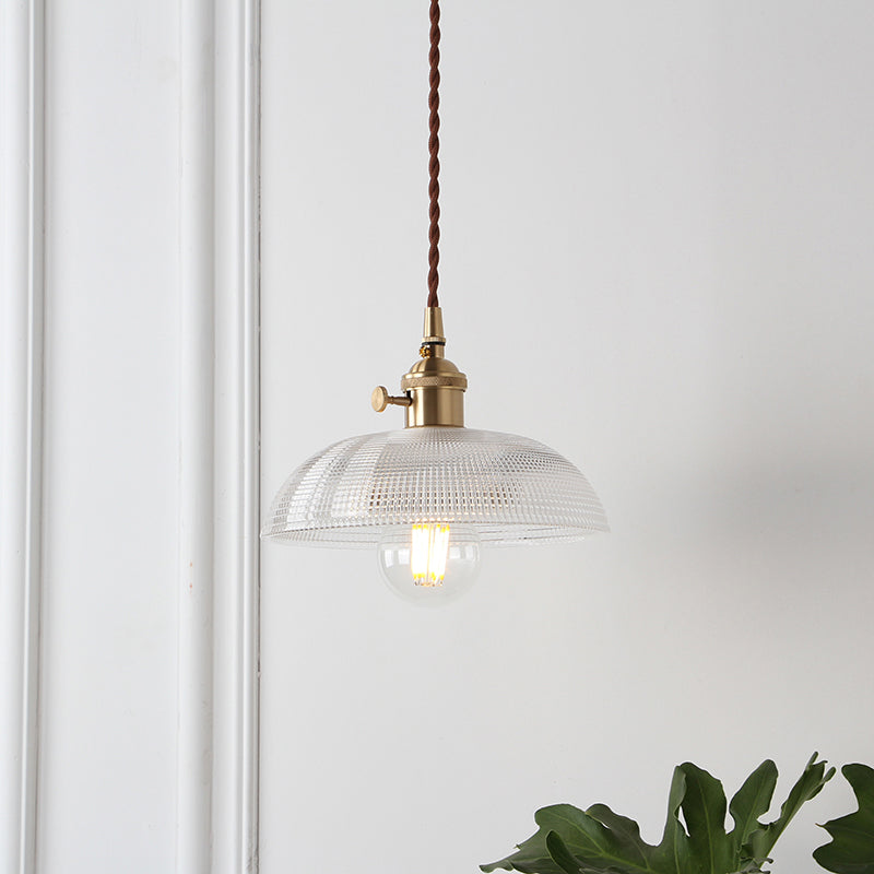 Farmhouse Pendant Light With Clear Glass Shade And Brass Finish / B