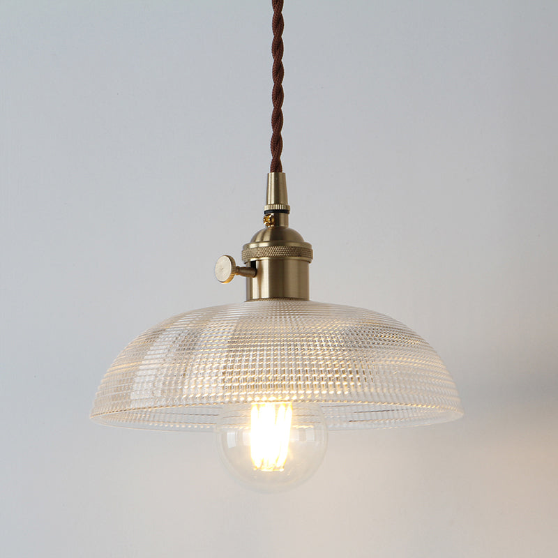 Farmhouse Pendant Light With Clear Glass Shade And Brass Finish