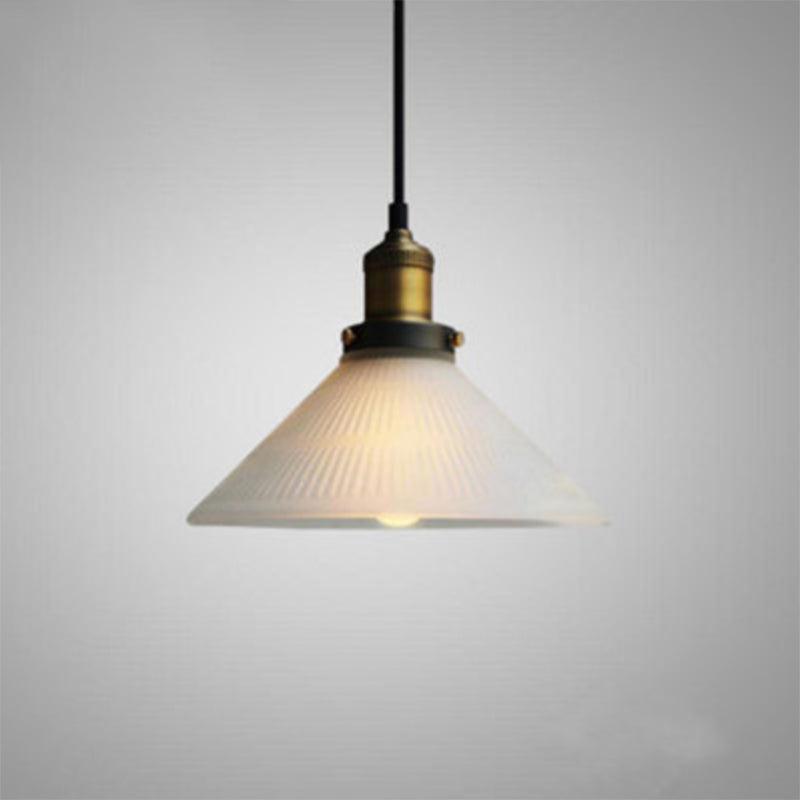 Brass Geometric Glass Drop Pendant - Industrial 1-Light Suspension Fixture for Dining Room Lighting