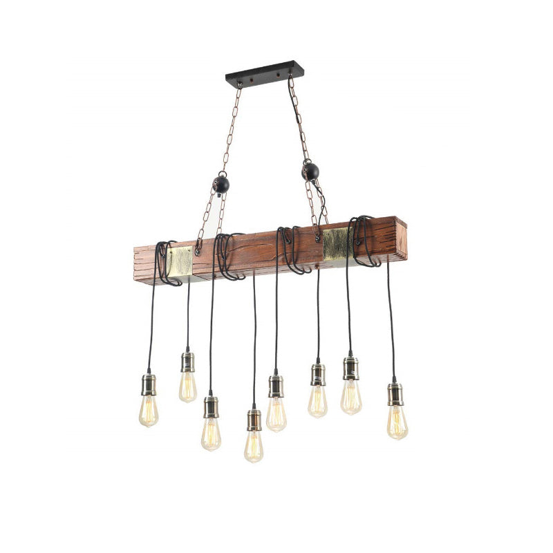 Industrial Linear Island Pendant Light With Gold Finish And Open Bulb Design / 37.5