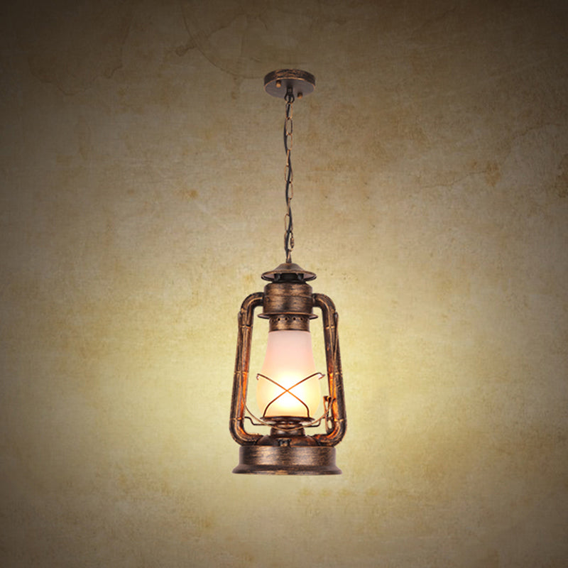 Industrial Frosted Glass Pendant Light For Restaurant Ceiling - 1-Light Suspension Lamp Brass / B