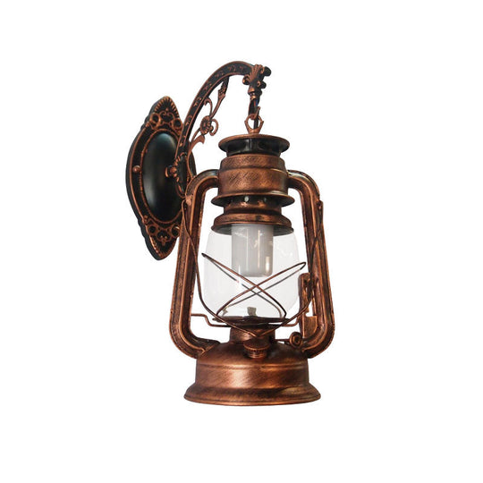 Industrial Style Clear Glass Kerosene Wall Mount Lamp - Modern Metal Lighting