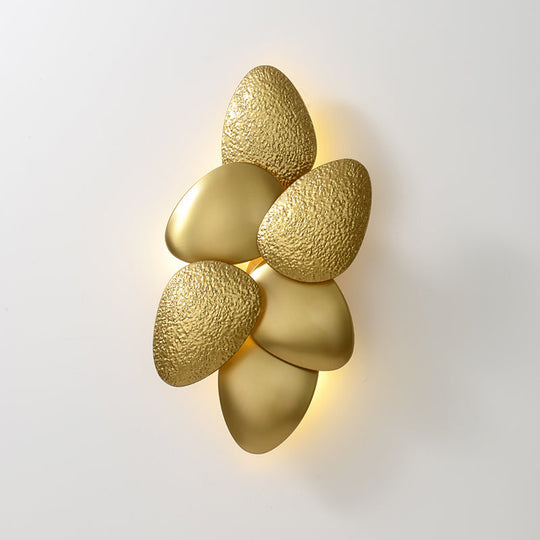 Minimalist Led Cobblestone Wall Light In Brass For Living Room Décor