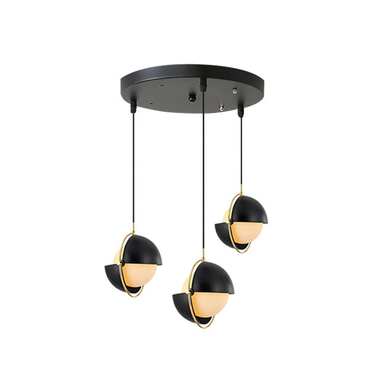 Adjustable Multi Light Pendant with Milky Glass Shades - Simplistic 3 Bulb Hanging Light Kit