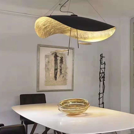 Modern Metal Twisting Pendant Light Fixture In Black & Gold - 1-Light Lamp Hanging / 16