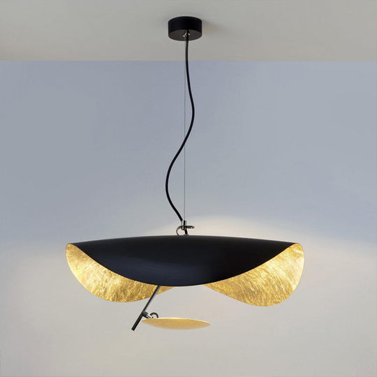 Modern Metal Twisting Pendant Light Fixture In Black & Gold - 1-Light Lamp Hanging