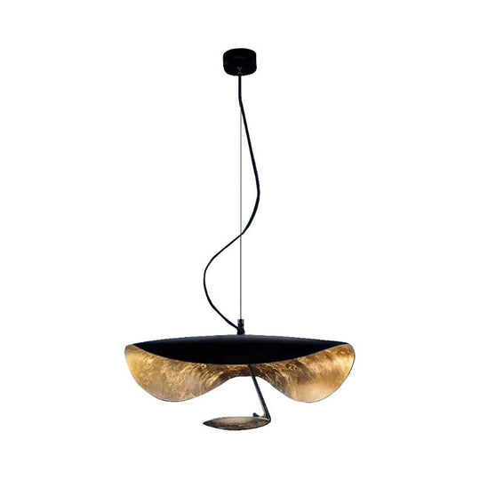 Modern Metal Twisting Pendant Light Fixture In Black & Gold - 1-Light Lamp Hanging