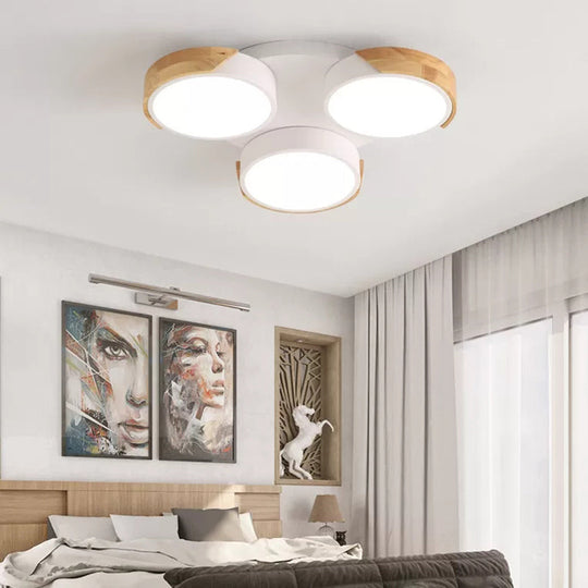 Modern White/Green Round Flush Ceiling Light with Stylish Metal Finish - 3/7 Heads Ceiling Lamp for Living Room