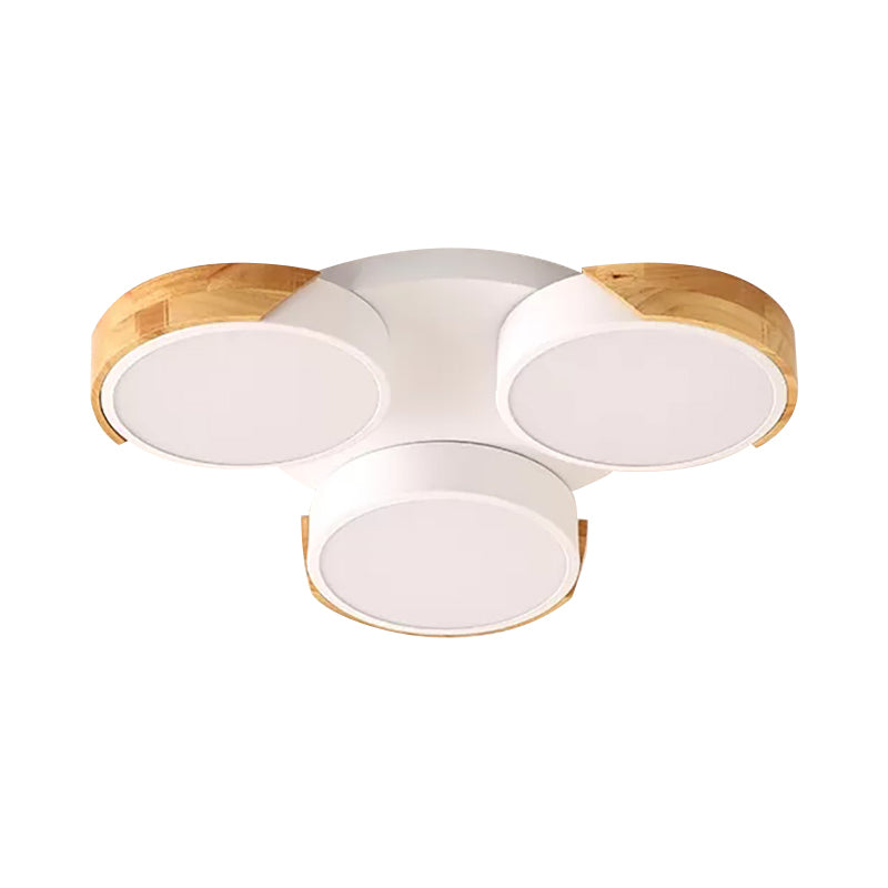 Modern White/Green Round Flush Ceiling Light with Stylish Metal Finish - 3/7 Heads Ceiling Lamp for Living Room