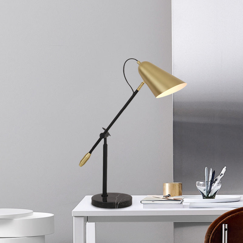 Megrez - Modern Gold Conic Night Table Lamp Modern 1 Light Metal Nightstand Light with Balance Arm