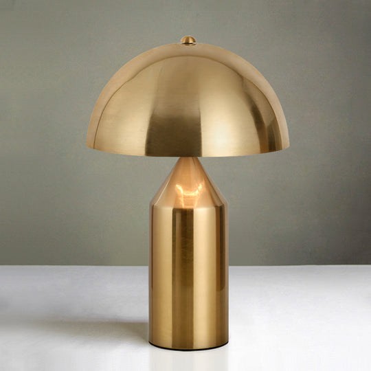 Modern Metal Dome Nightstand Lamp - Sleek Gold Finish With Pencil Base