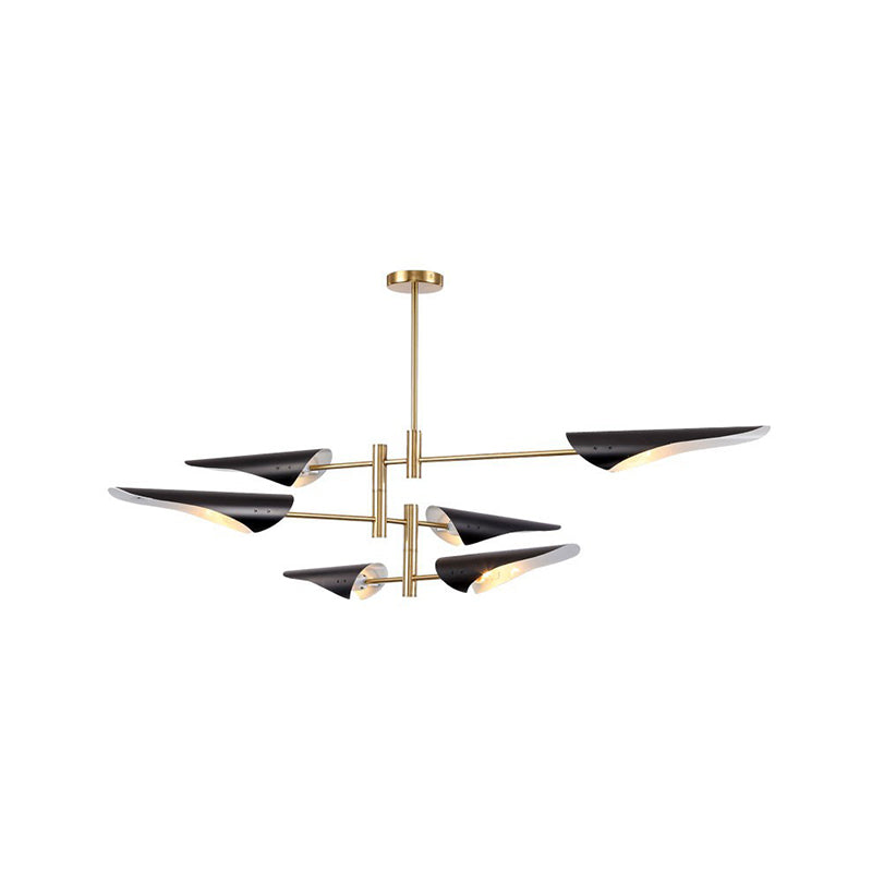 Modern Metal Quill Chandelier: Sleek Living Room Pendant Light With Sputnik Design