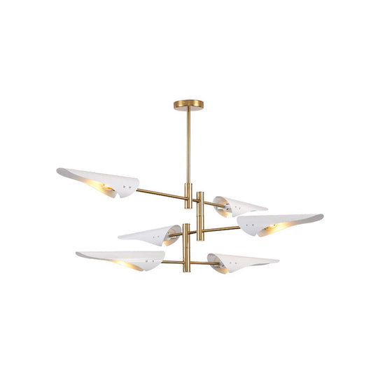 Modern Metal Quill Chandelier: Sleek Living Room Pendant Light With Sputnik Design 6 / White