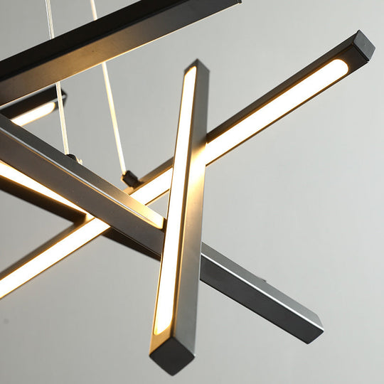 Modernist Acrylic LED Chandelier: Criss Cross Linear Suspension Lamp for Dining Room Ceiling