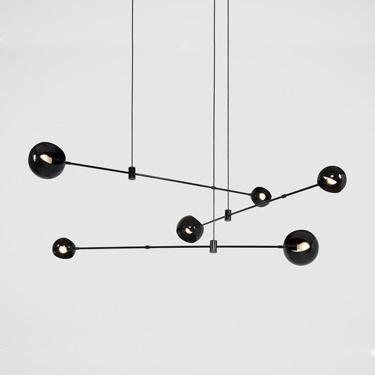 Black Modernist Dome Chandelier: Elegant Ceiling Light for Metal Dining Room