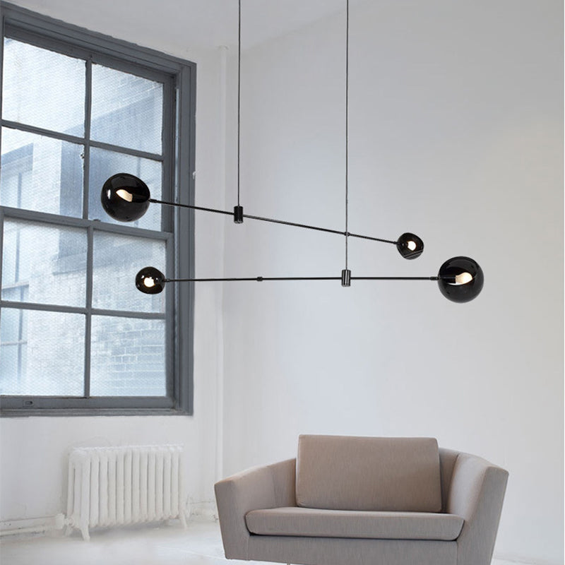 Modern Black Dome Chandelier: Metal Pendant Light For Dining Room Ceiling 4 /