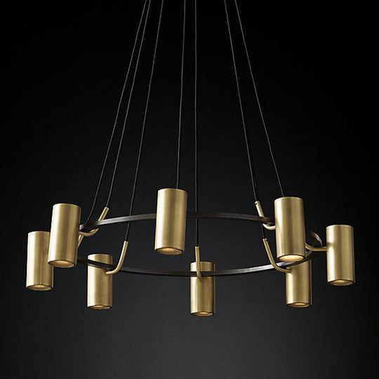 Gold Metal Circle Living Room Chandelier – Contemporary 8-Head Pendant Light