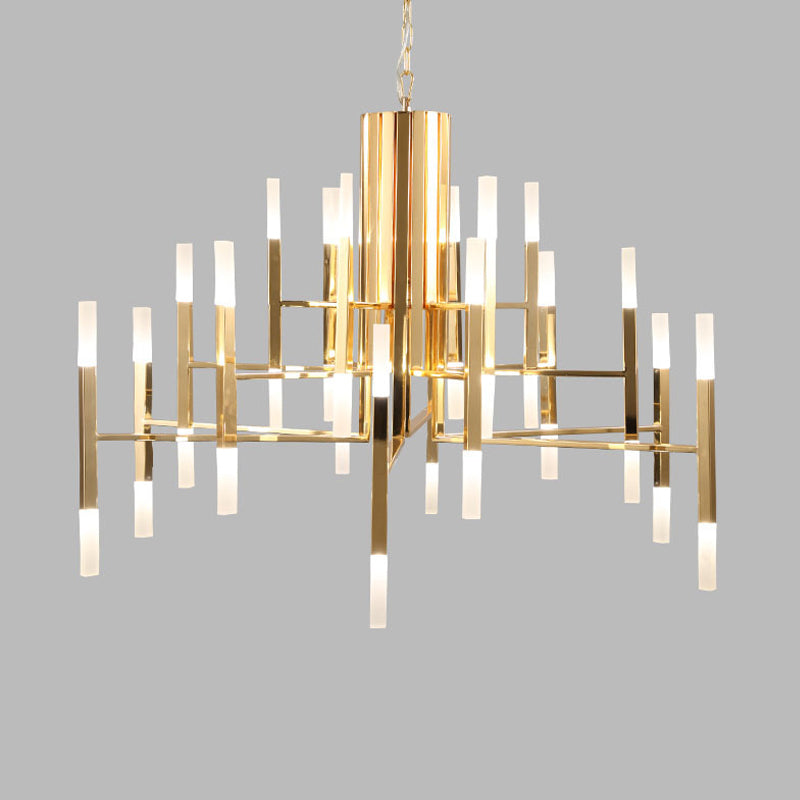 Modern Acrylic Chandelier Pendant Light With Tubular Shade For Stylish Suspension