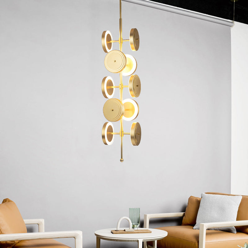 Contemporary Gold Metal Led Chandelier For Dining Room