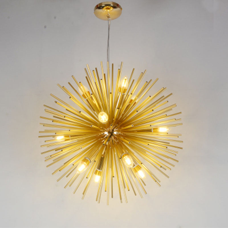 Modern Gold Sputnik Ceiling Chandelier - 9 Heads Metal Drop Pendant For Living Room / 19.5