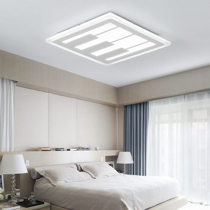 Modern LED Metal Square Piano Keyboard Ceiling Light in White for Nursing Rooms - Flush Mount